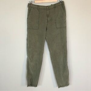 Willow & Clay olive green Lyocel & Linen casual relaxed tapered raw hem pants XS